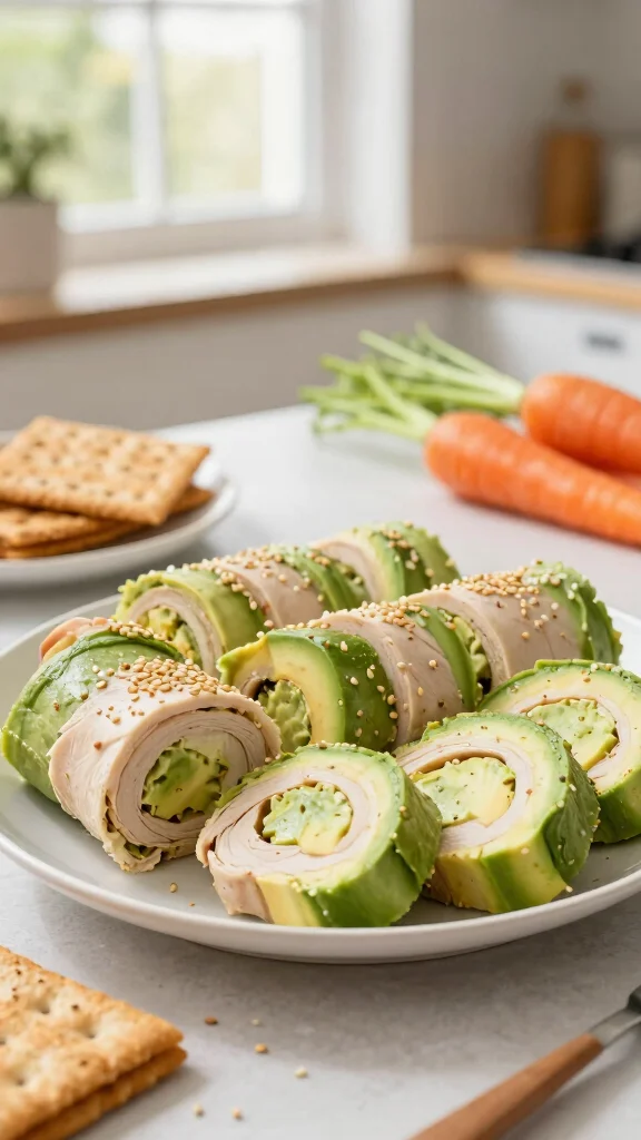 15 School Lunch Ideas Healthy & Kid-Friendly - 6. Turkey and Avocado Roll-Ups 1