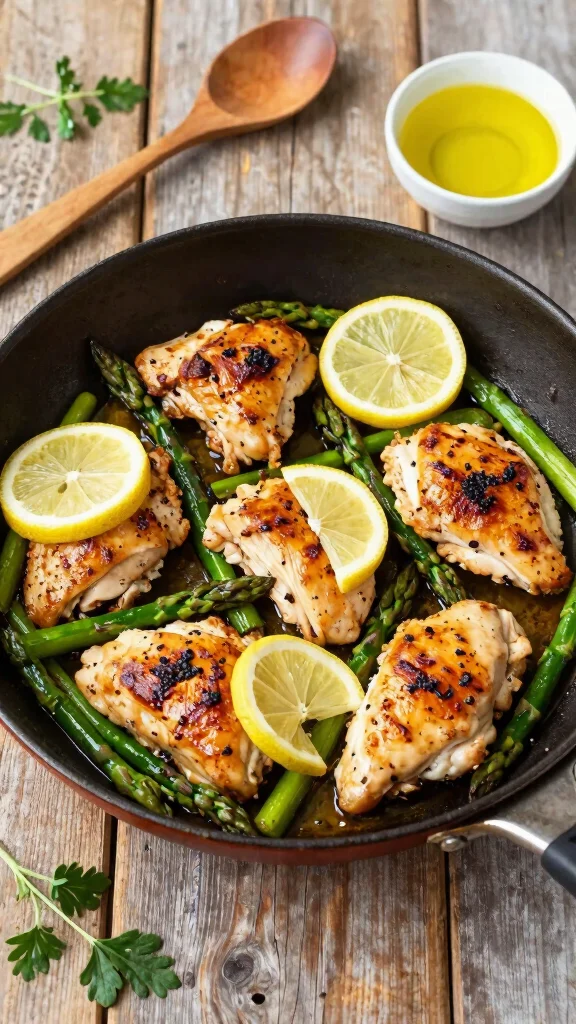 16 Easy Dinner Recipes Healthy and Quick to Make - 1. One-Pan Lemon Garlic Chicken and Asparagus 1