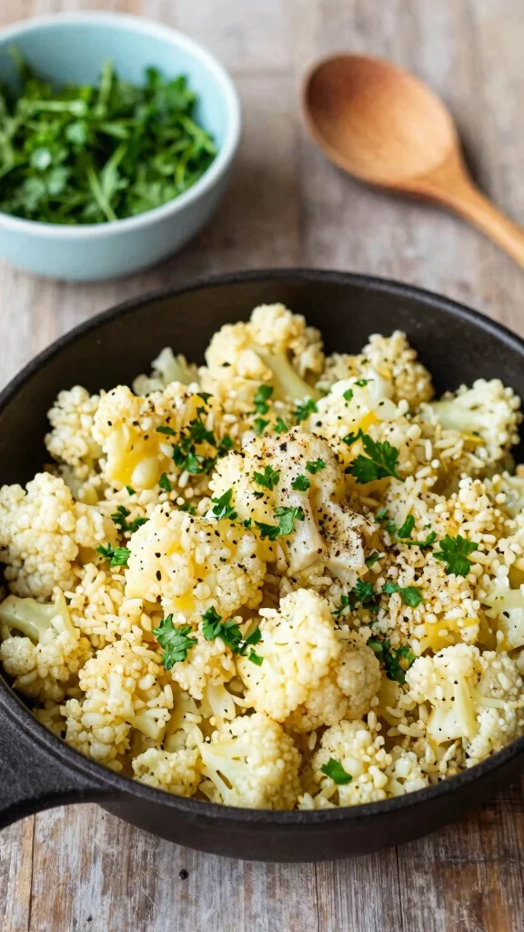 16 Easy Dinner Recipes Healthy and Quick to Make - 12. Garlic Butter Cauliflower Rice 1