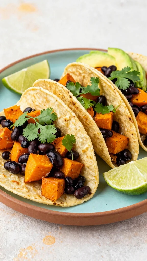 16 Easy Dinner Recipes Healthy and Quick to Make - 5. Baked Sweet Potato and Black Bean Tacos 1