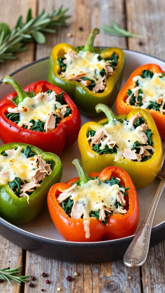 16 Easy Healthy Dinner Recipes for Family Meals - 4. Turkey and Spinach Stuffed Bell Peppers 1