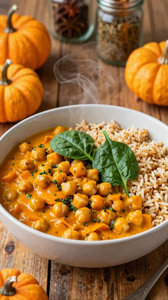 16 Fall Healthy Dinner Recipes Warm & Comforting - 1. Pumpkin Chickpea Curry 1