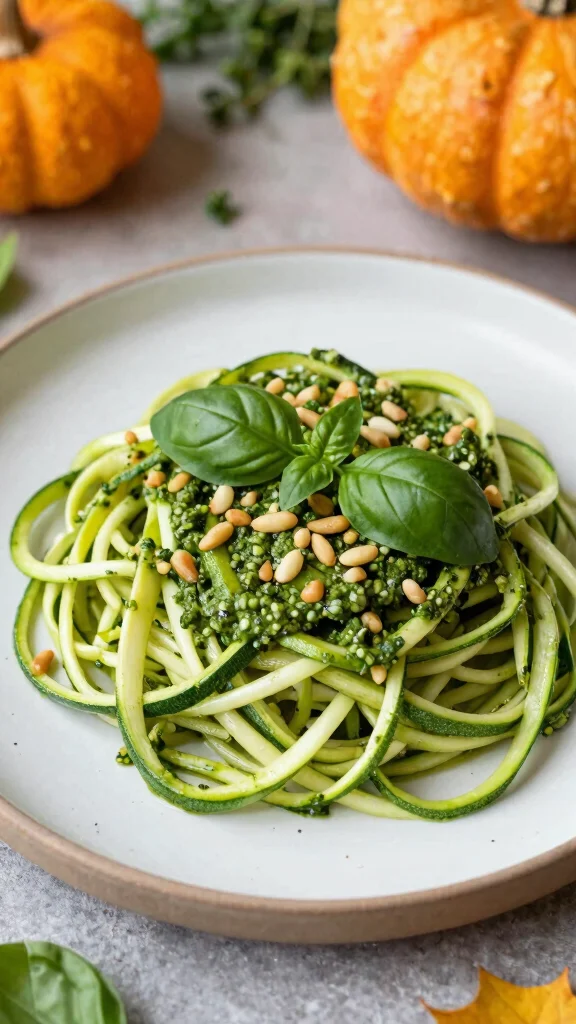 16 Fall Healthy Dinner Recipes Warm & Comforting - 16. Zucchini Noodles with Pesto 1