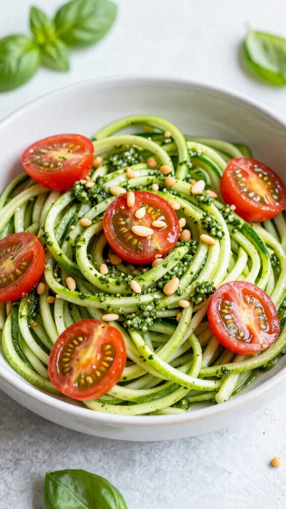 16 Healthy Dinner Recipes Easy for Weeknights - 9. Zucchini Noodles with Pesto 1