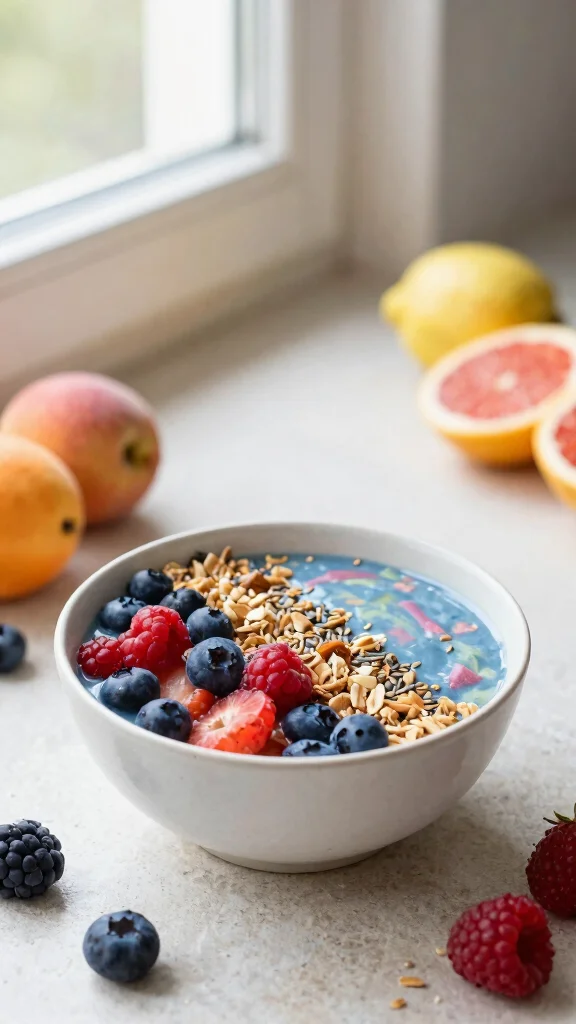 16 Healthy High Protein Lunch Ideas for Energy - 11. Protein-Packed Smoothie Bowl 1