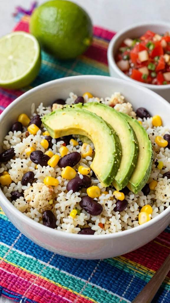 16 Healthy High Protein Lunch Ideas for Energy - 12. Cauliflower Rice and Bean Bowl 1