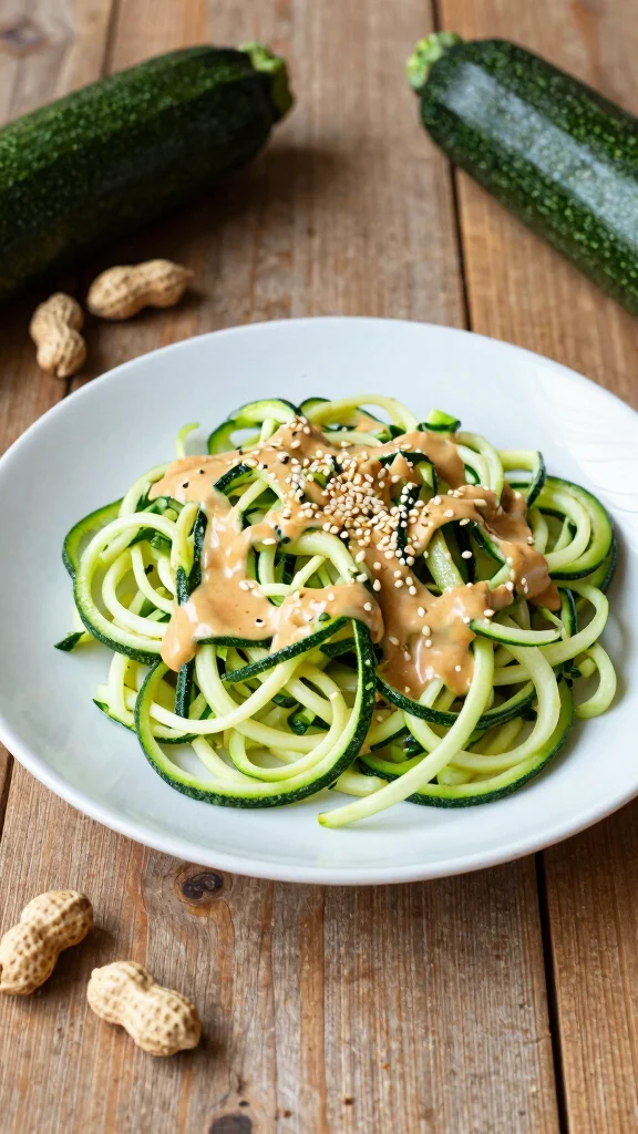 16 Healthy High Protein Lunch Ideas for Energy - 13. Zucchini Noodles with Peanut Sauce 1