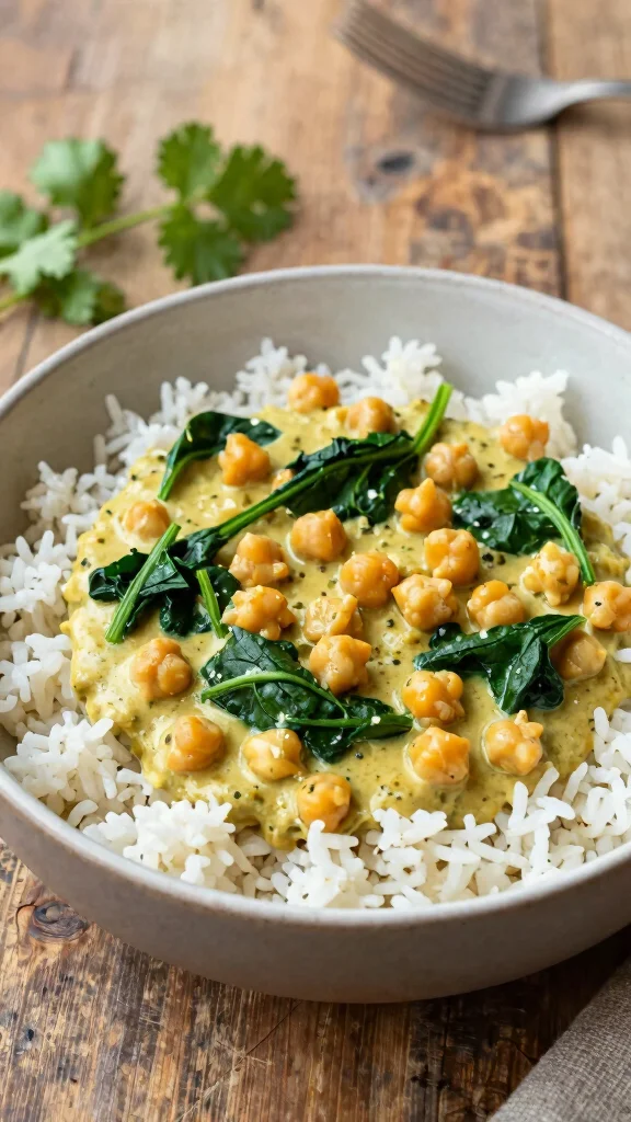 16 Healthy High Protein Lunch Ideas for Energy - 14. Coconut Curry Chickpeas 1