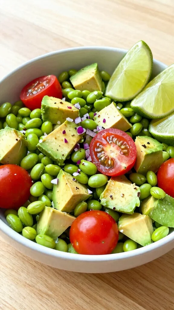 16 Healthy High Protein Lunch Ideas for Energy - 5. Edamame and Avocado Salad 1