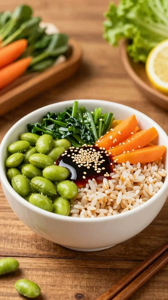 16 Healthy Lunch Options for Work or Home - 11. Edamame & Brown Rice Bowl 1