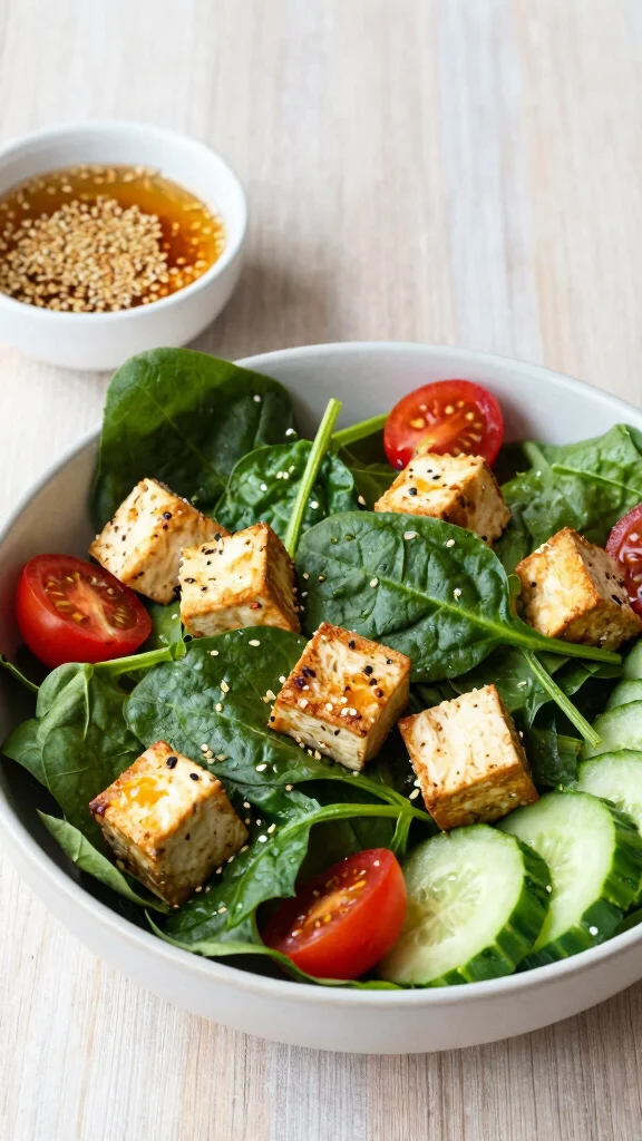 16 Healthy Lunch Options for Work or Home - 12. Spinach & Tofu Salad 1