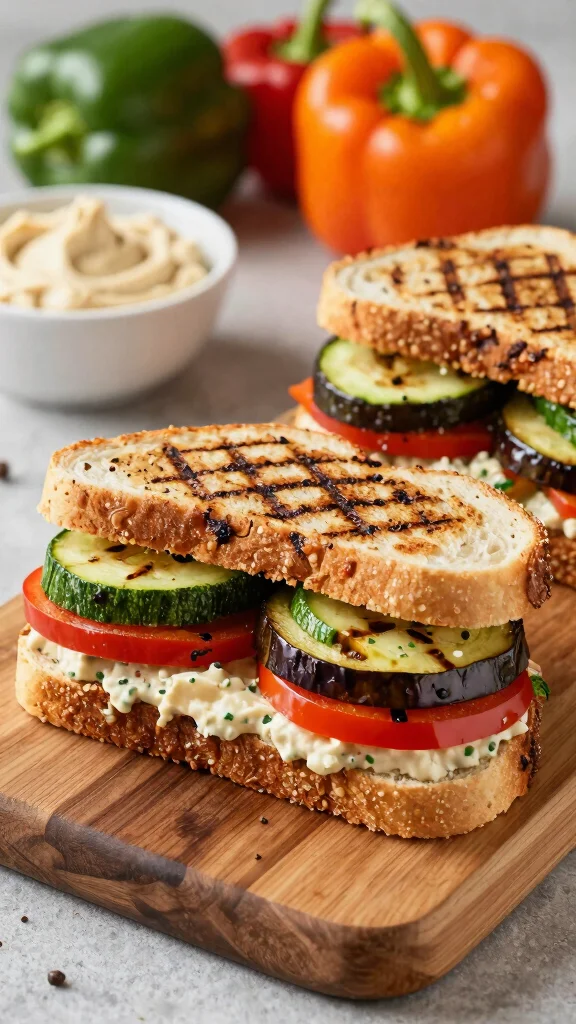 16 Healthy Lunch Options for Work or Home - 15. Grilled Vegetable & Hummus Sandwich 1
