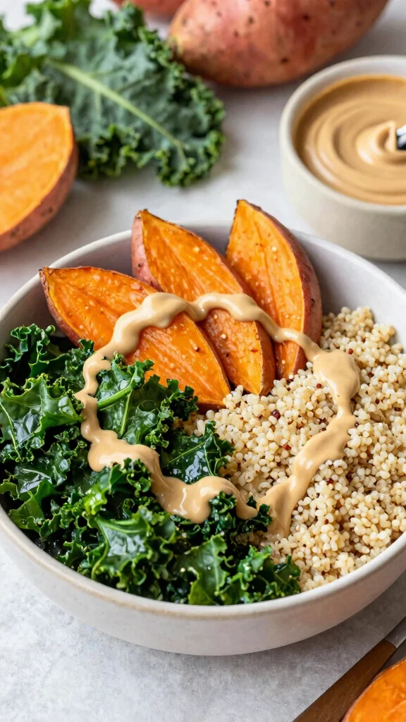 16 Healthy Lunch Options for Work or Home - 3. Sweet Potato & Kale Buddha Bowl 1