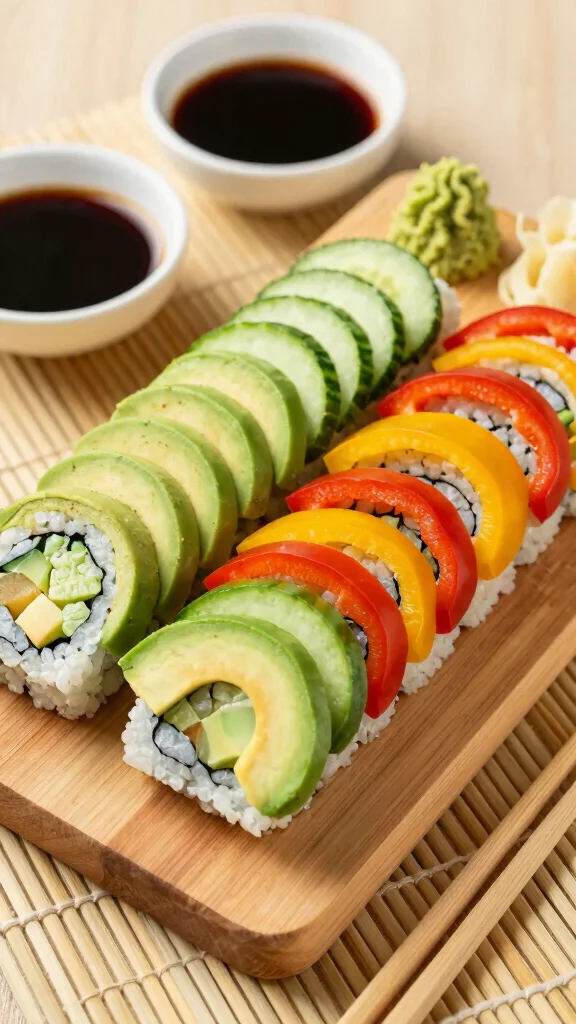 16 Healthy Lunch Options for Work or Home - 5. Rainbow Veggie Sushi Rolls 1