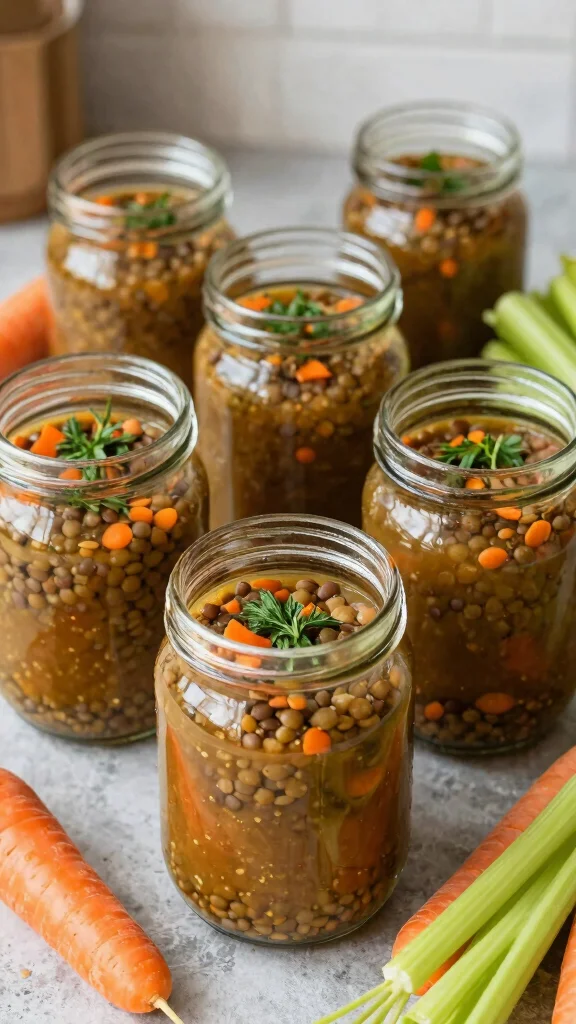 16 Healthy Lunch Prep Ideas for Simple Planning - 10. Lentil Soup Jars 1