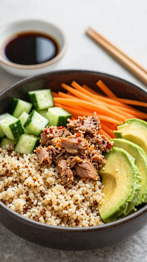 16 Healthy Lunch Prep Ideas for Simple Planning - 12. Spicy Tuna and Quinoa Bowl 1