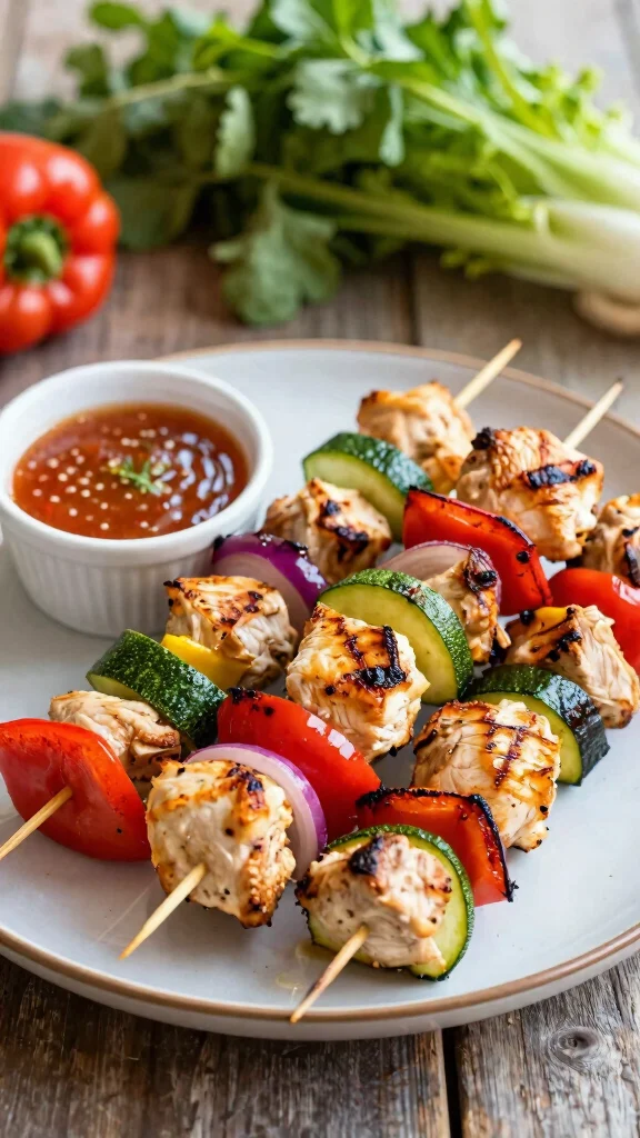 16 Healthy Lunch Prep Ideas for Simple Planning - 13. Grilled Chicken and Veggie Skewers 1