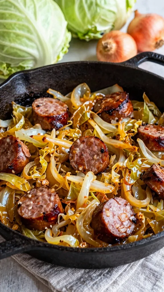 16 Healthy Lunch Prep Ideas for Simple Planning - 16. Cabbage and Sausage Skillet 1