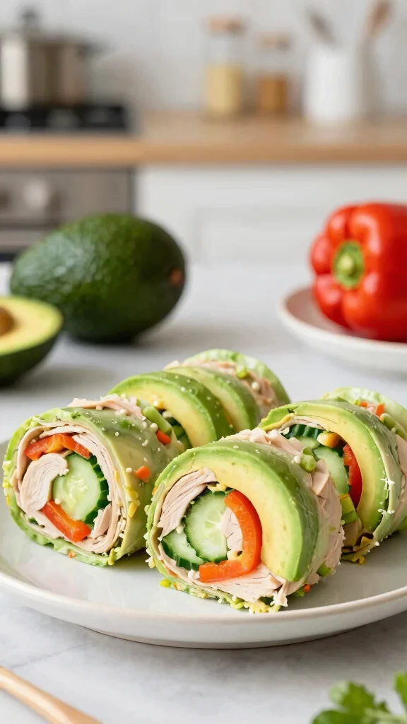 16 Healthy Lunch Prep Ideas for Simple Planning - 4. Turkey and Avocado Roll-Ups 1