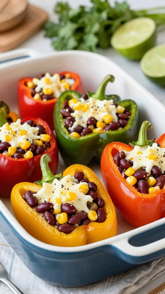 16 Healthy School Lunch Ideas for Busy Parents - 11. Bean and Cheese Stuffed Peppers 1