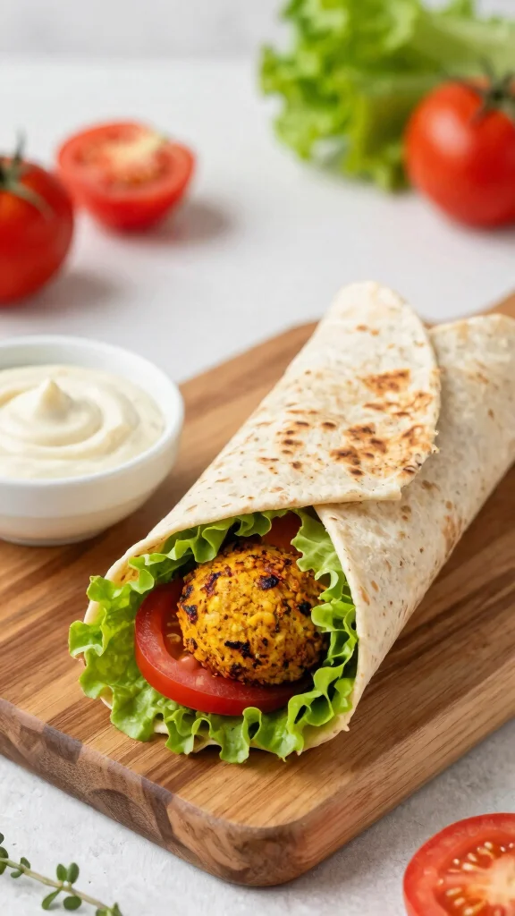 16 Lunch Recipes Healthy & Satisfying - 10. Baked Falafel Wrap 1