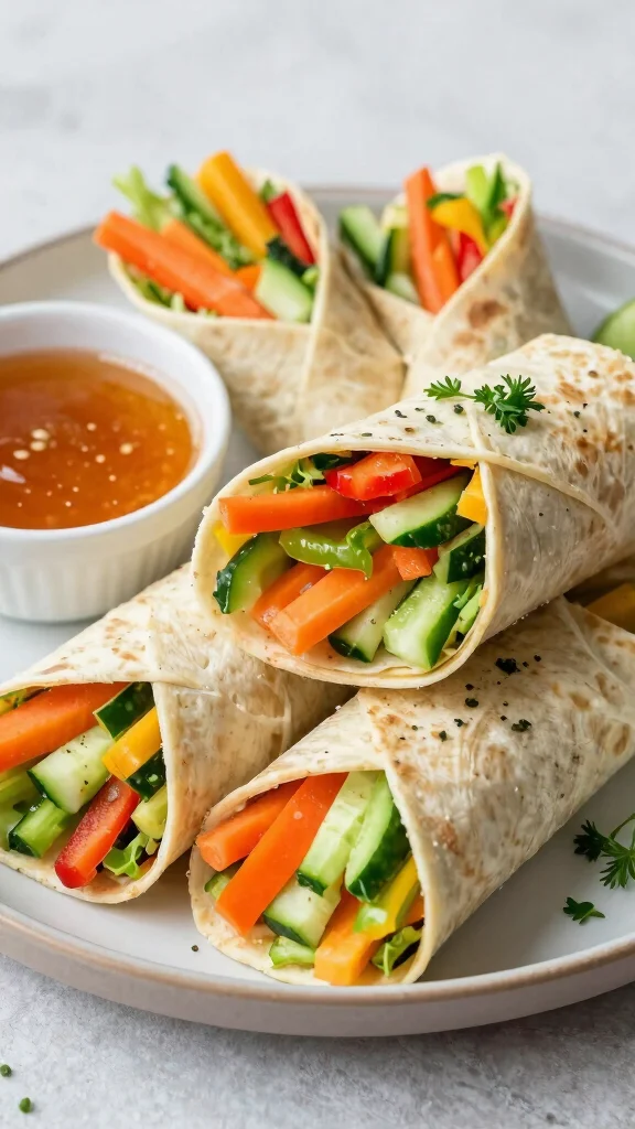 16 Lunch Recipes Healthy & Satisfying - 13. Rainbow Salad Wraps 1