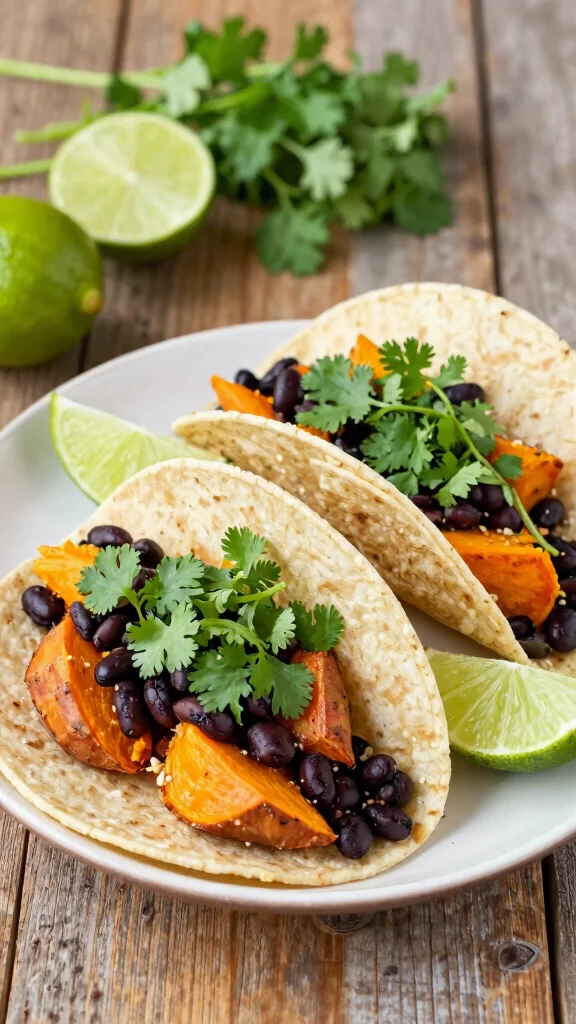 16 Lunch Recipes Healthy & Satisfying - 6. Sweet Potato and Black Bean Tacos 1
