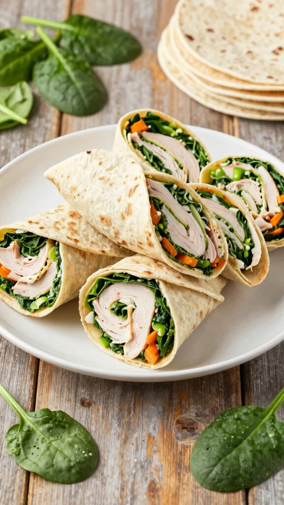 16 Quick Lunch Recipes Healthy & Delicious - 10. Turkey & Spinach Pinwheels 1