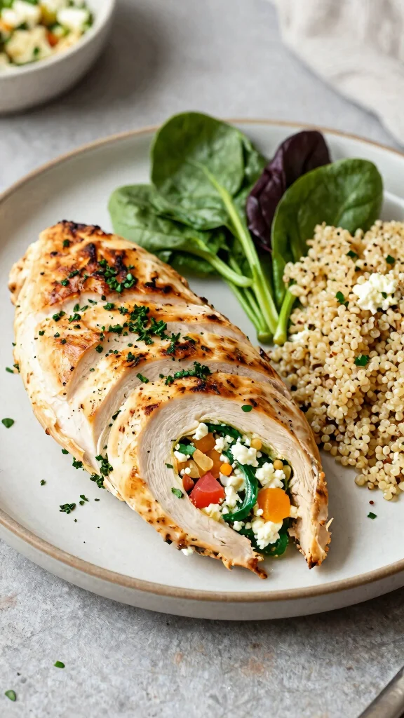 16 Quick Lunch Recipes Healthy & Delicious - 13. Spinach & Feta Stuffed Chicken Breast 1