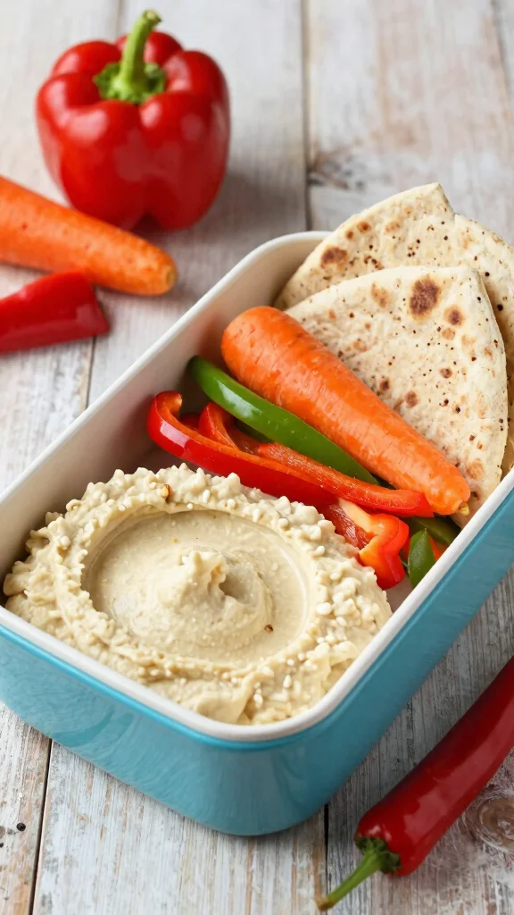 16 Quick Lunch Recipes Healthy & Delicious - 9. Hummus and Veggie Bento Box 1