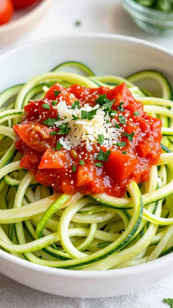 16 Quick and Easy Dinner Recipes Healthy & Delicious - 12. Zucchini Noodles with Tomato Sauce 1