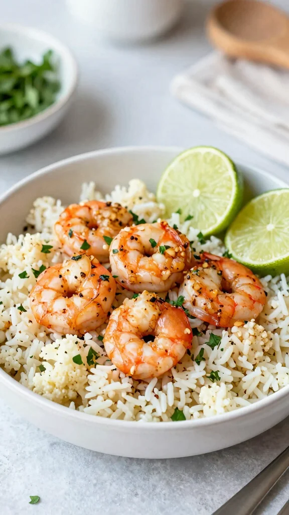 16 Quick and Easy Dinner Recipes Healthy & Delicious - 8. Shrimp and Cauliflower Rice Bowl 1