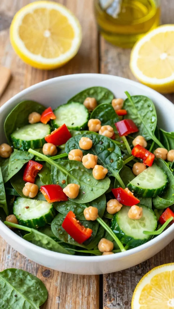 16 Simple Dinner Recipes Healthy and Delicious - 2. Zesty Chickpea & Spinach Salad 1