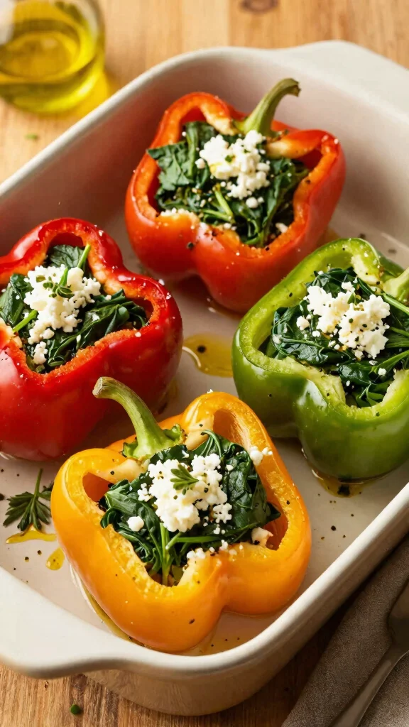 17 Easy Healthy Lunch Ideas for Work You'll Love - 5. Spinach and Feta Stuffed Peppers 1