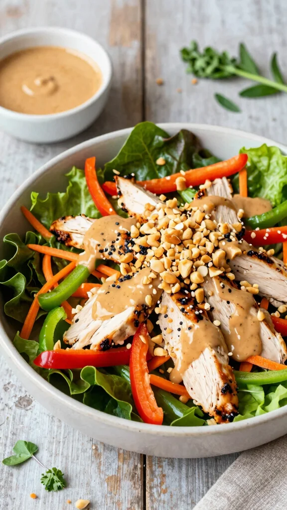 17 Healthy Dinner Recipes for Weight Losing That Actually Taste Good - 12. Thai Peanut Chicken Salad 1