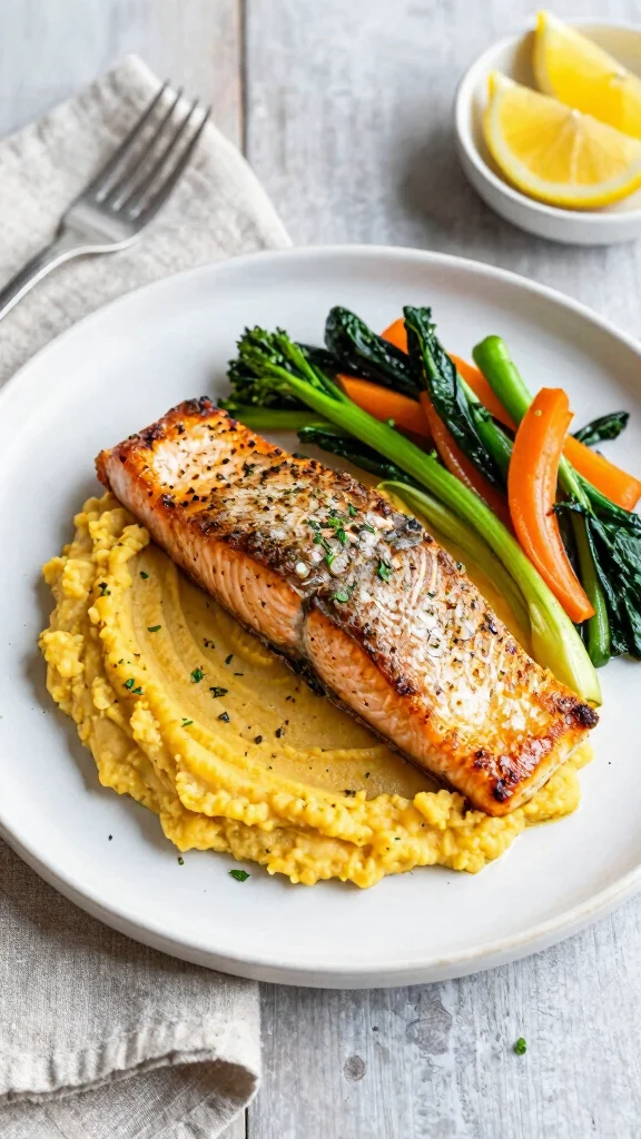17 Healthy Dinner Recipes for Weight Losing That Actually Taste Good - 15. Herbed Salmon with Sweet Potato Mash 1