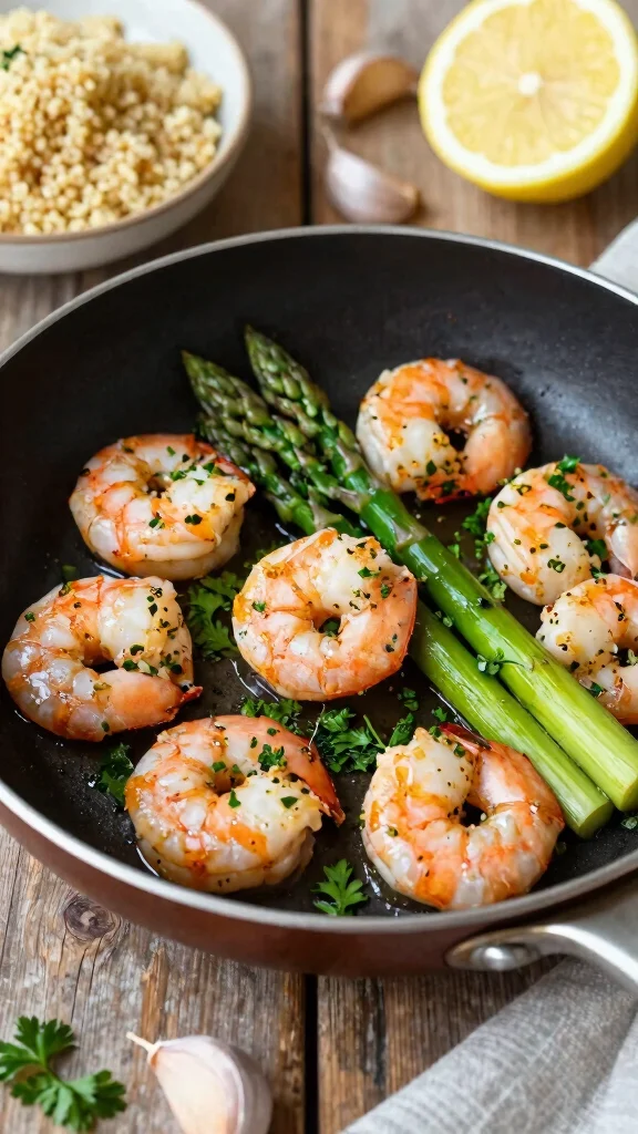 17 Healthy Dinner Recipes for Weight Losing That Actually Taste Good - 6. Garlic Lemon Shrimp with Asparagus 1