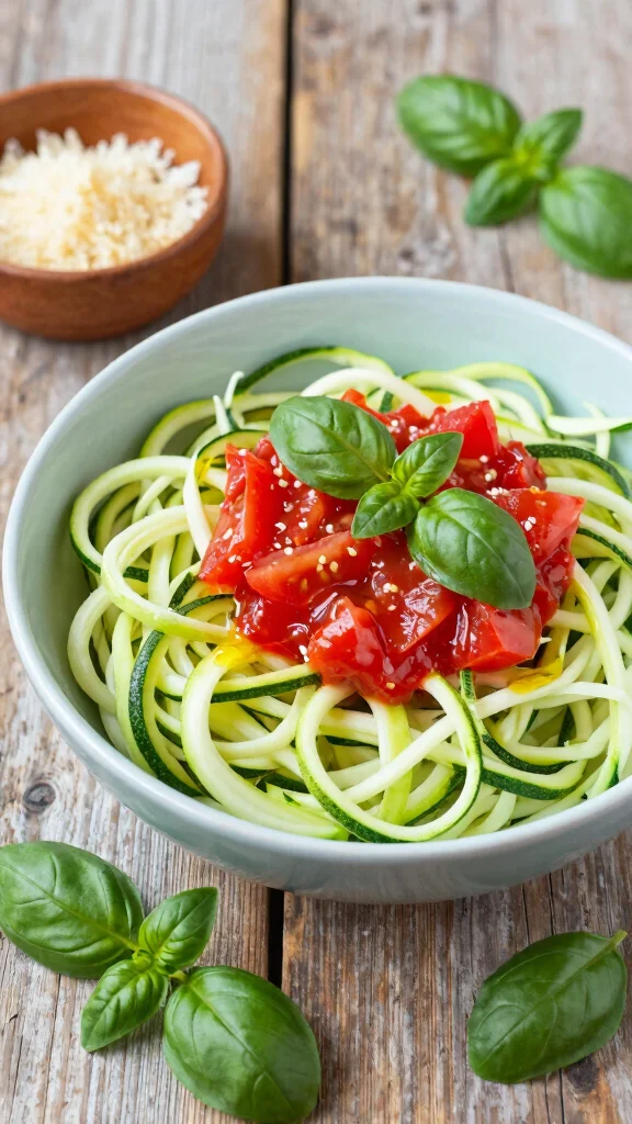 17 Healthy Dinner Recipes for Weight Losing That Actually Taste Good - 7. Zucchini Noodles with Tomato Basil Sauce 1