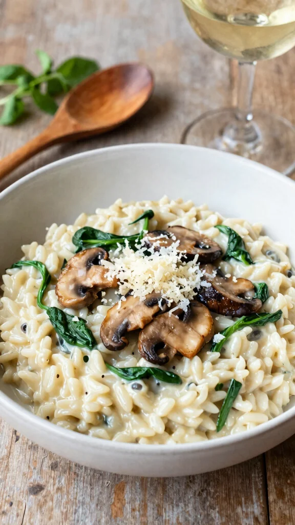17 Healthy Easy Dinner Recipes for Beginners - 14. Mushroom and Spinach Risotto 1