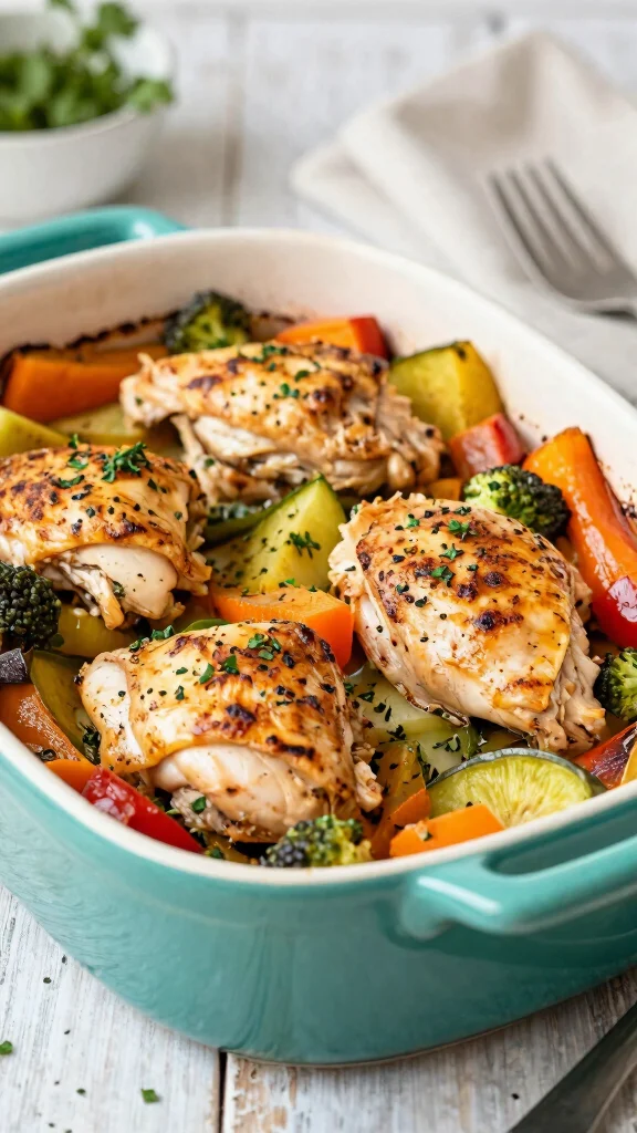 17 Healthy Easy Dinner Recipes for Beginners - 17. One-Pan Chicken and Veggie Bake 1
