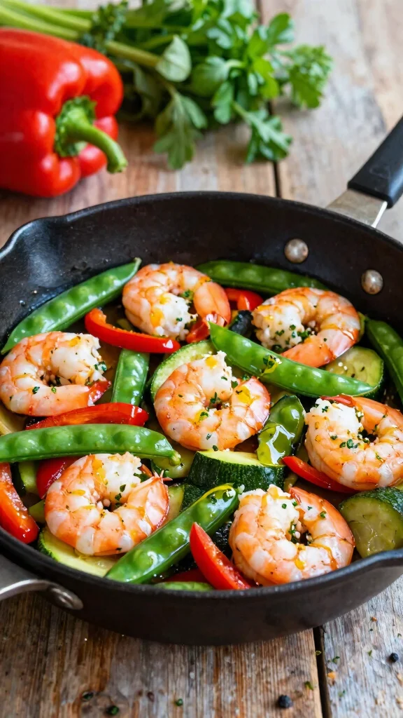 17 Healthy Easy Dinner Recipes for Beginners - 3. One-Pan Shrimp and Vegetable Skillet 1