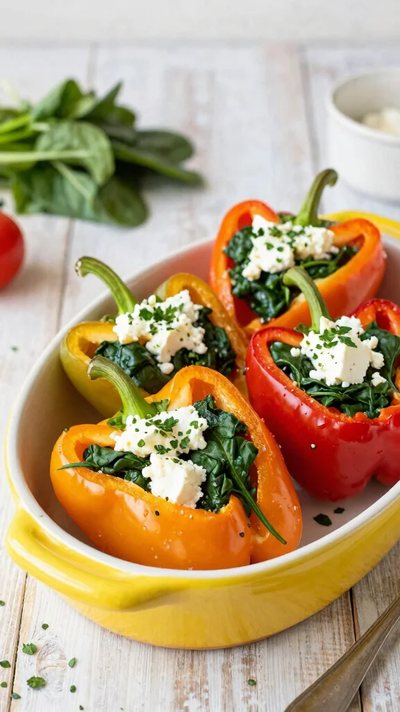 17 Healthy Easy Dinner Recipes for Beginners - 4. Spinach and Feta Stuffed Peppers 1