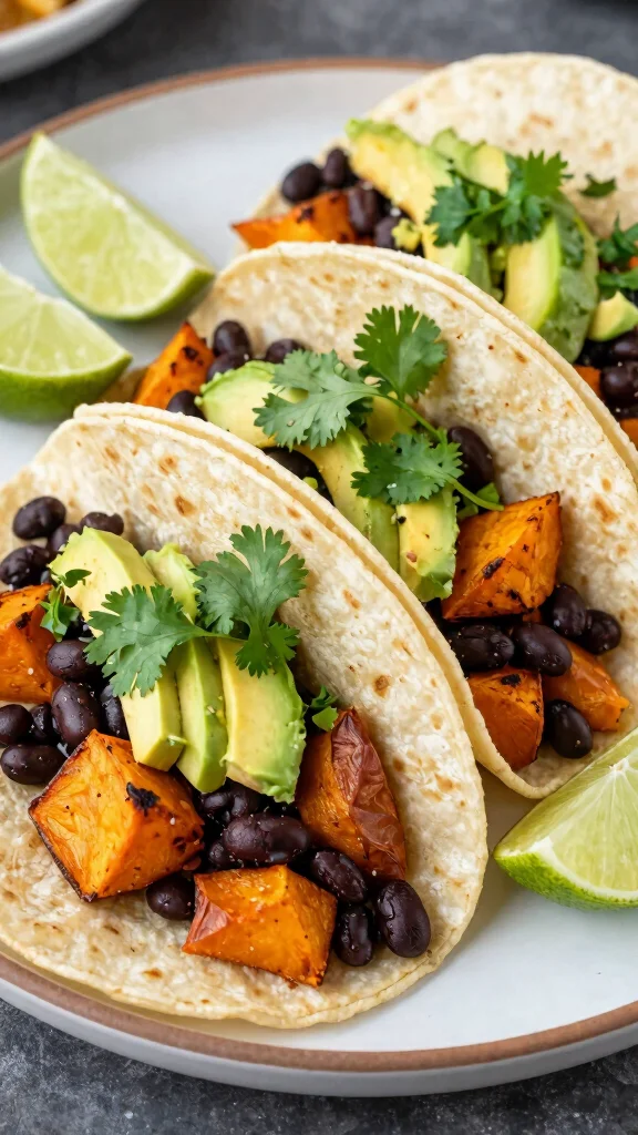17 Healthy Easy Dinner Recipes for Beginners - 7. Sweet Potato and Black Bean Tacos 1