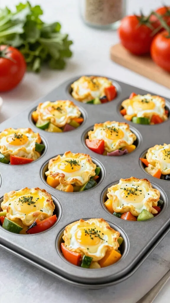 17 Healthy Easy Dinner Recipes for Beginners - 9. Baked Egg Muffins with Veggies 1