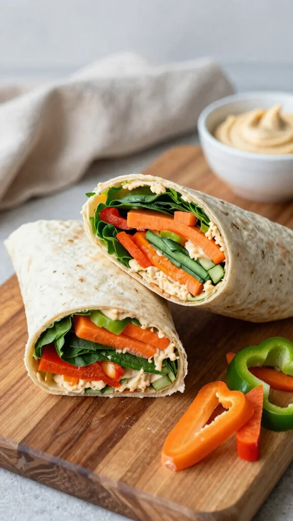 17 Healthy Lunch Box Ideas for Adults & Kids - 1. Rainbow Veggie Wrap 1