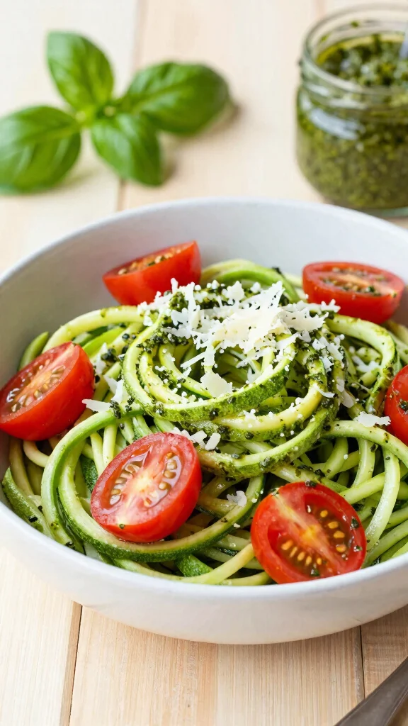 17 Healthy Lunch Box Ideas for Adults & Kids - 17. Zucchini Noodles with Pesto 1