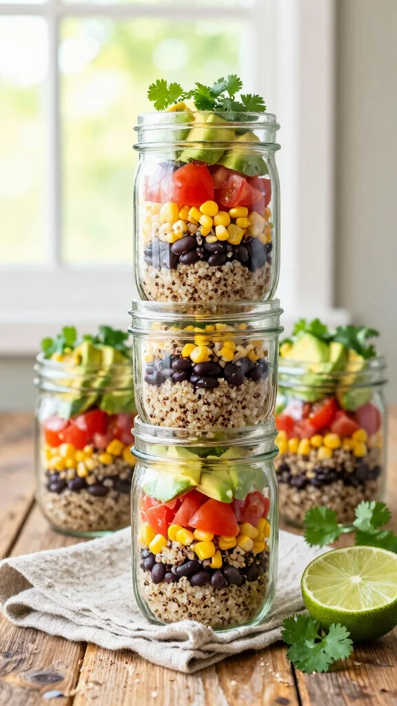 17 Healthy Lunch Box Ideas for Adults & Kids - 2. Quinoa Salad Jars 1