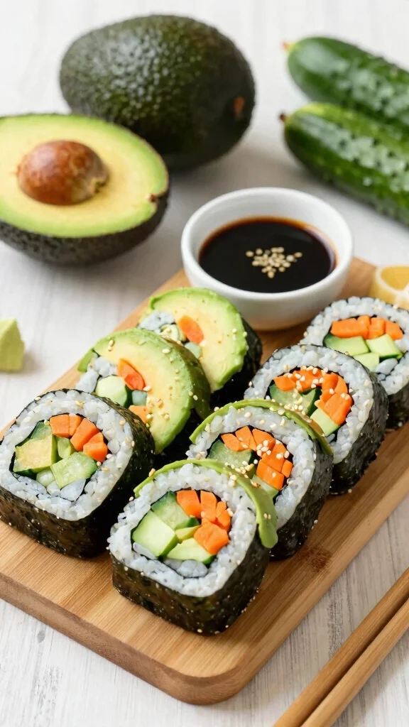 17 Healthy Lunch Box Ideas for Adults & Kids - 5. Veggie Sushi Rolls 1