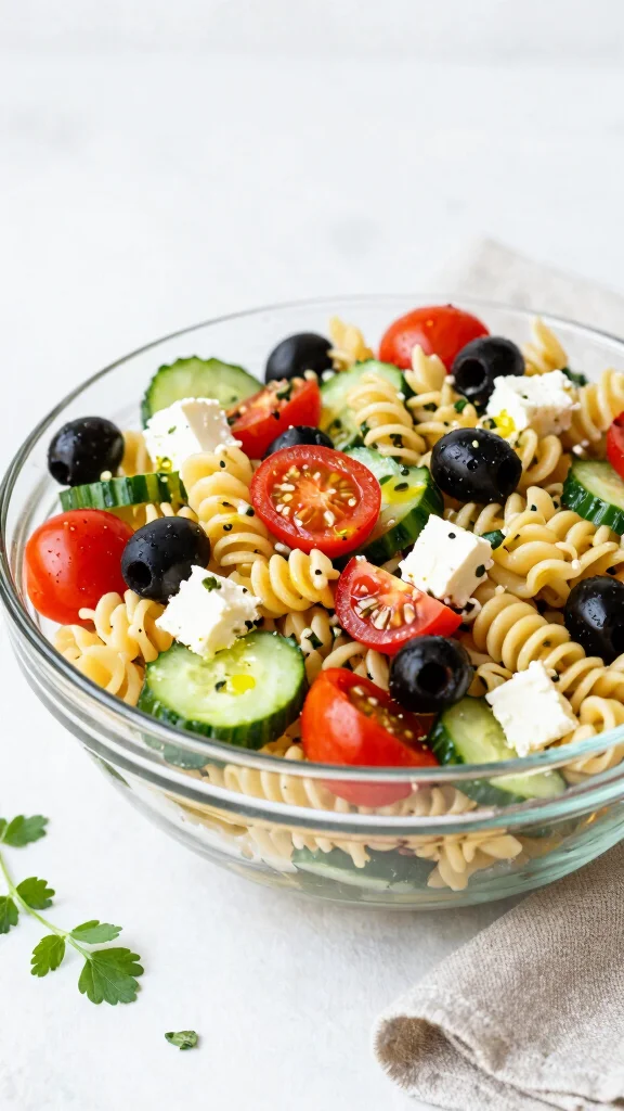 17 Healthy Lunch Box Ideas for Adults & Kids - 6. Mediterranean Pasta Salad 1