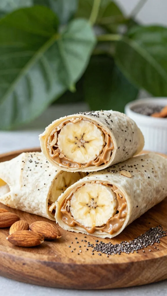 17 Healthy Lunch Box Ideas for Adults & Kids - 7. Almond Butter & Banana Wrap 1